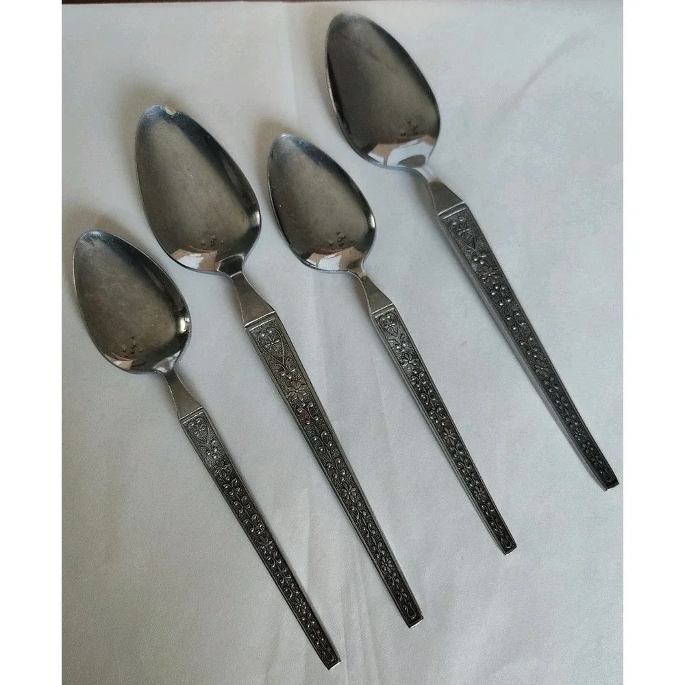 RIVIERA Cordova Stainless Flatware 4 Spoons Floral Filigree Tablespoon Teaspoon
